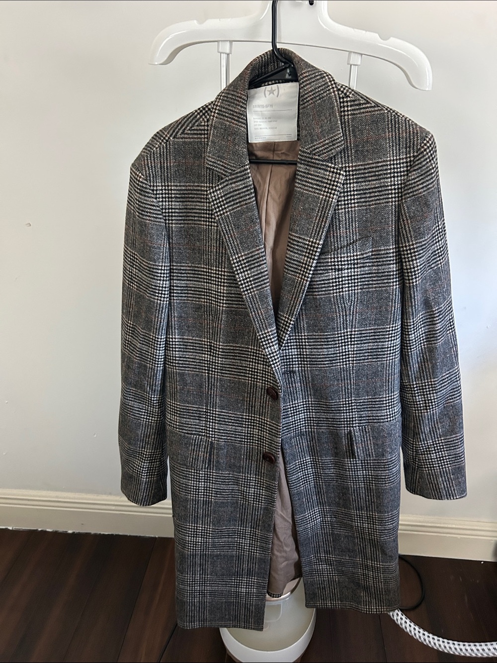 Banana Republic Gray Plaid Trench Coat